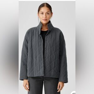 Eileen Fisher Organic Linen Cotton Crepe Quilted Jacket M